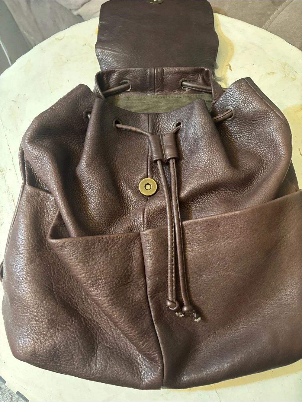 Tignanello Dark Brown Pebbled Leather Backpack